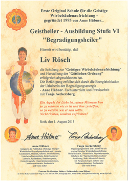 Anne Hübner Zertifikat Begradigungsheiler